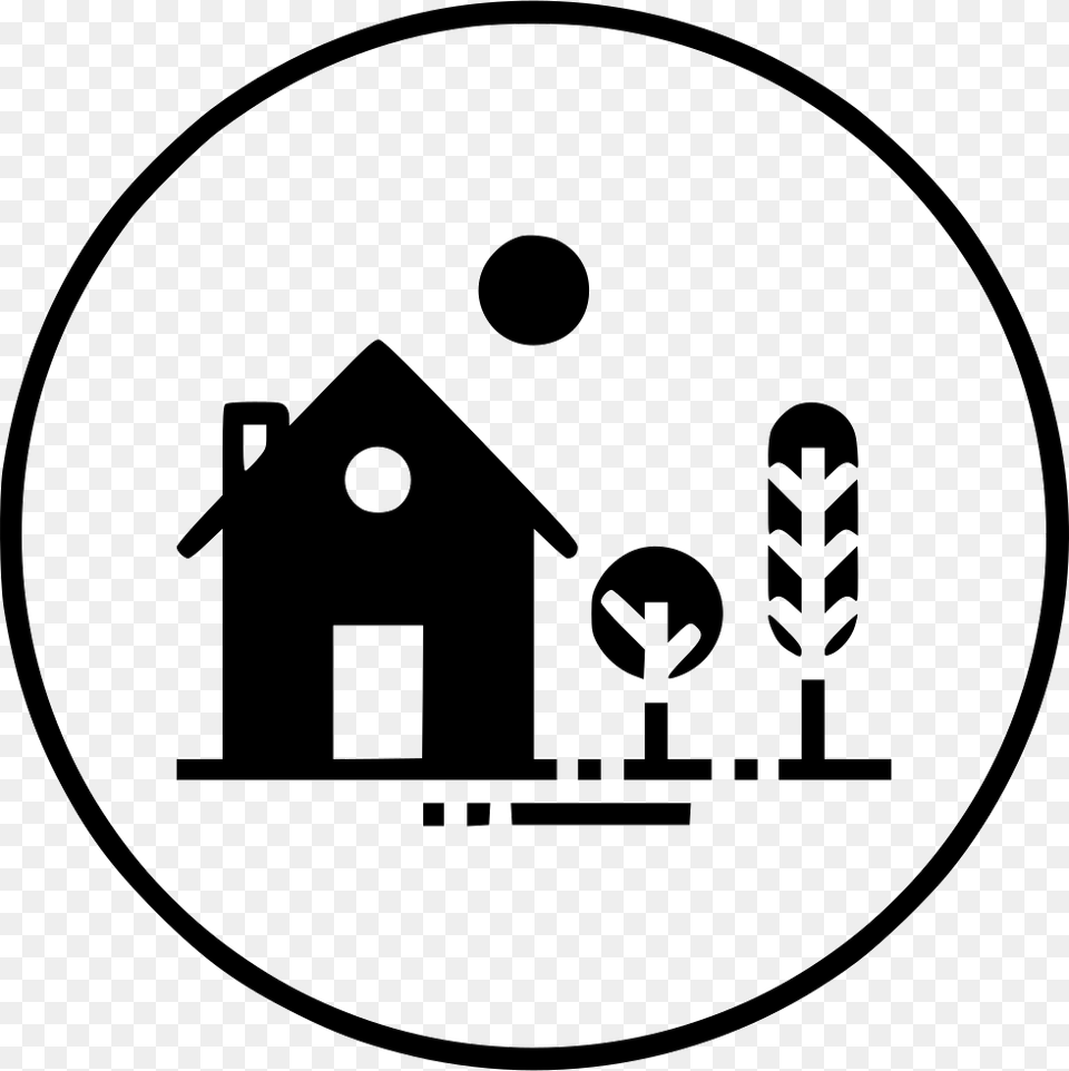 House Home Building Place Estate Tree Garden Home With Tree Icon, Stencil, Ammunition, Grenade, Weapon Free Transparent Png