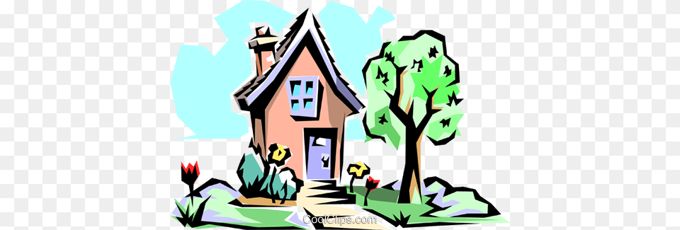 House In Spring Royalty Vector Clip Art Illustration, Architecture, Building, Cottage, Housing Free Png