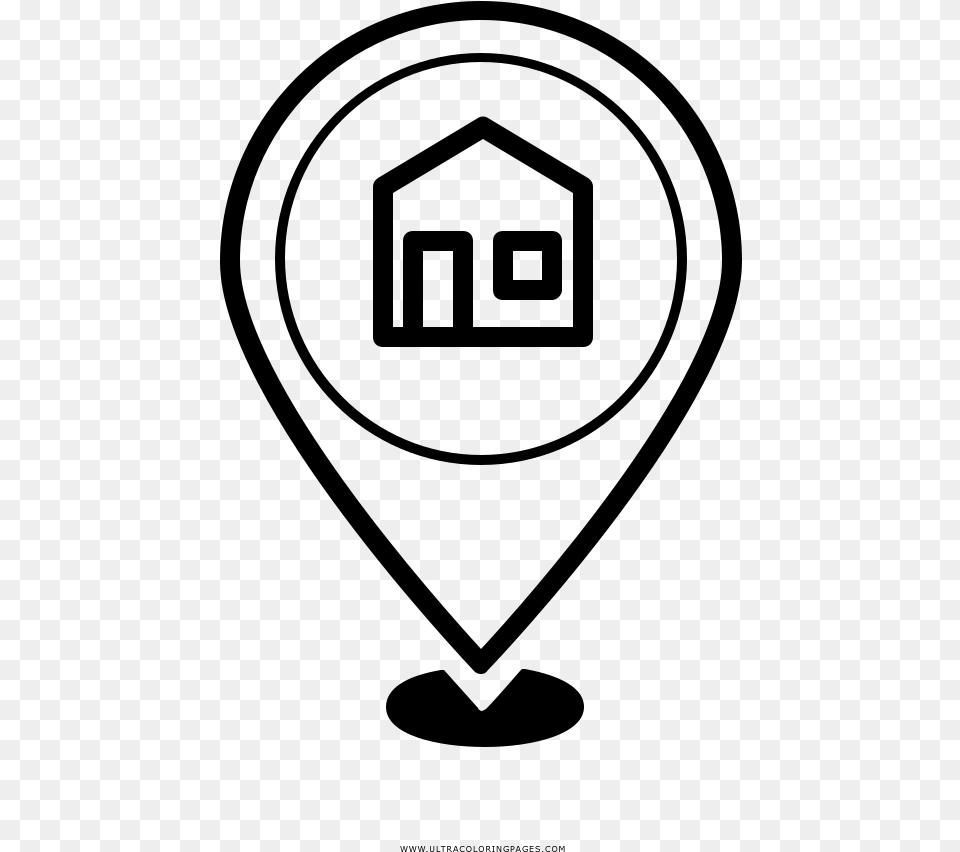 House Location Pin Coloring, Gray Png