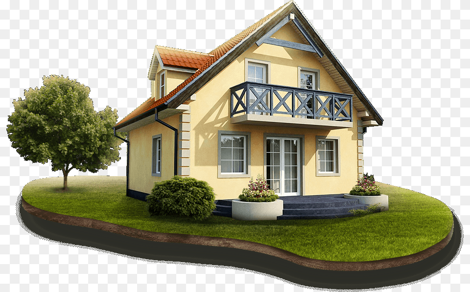 House On Green Field Background Home, Architecture, Plant, Neighborhood, Lawn Free Png Download