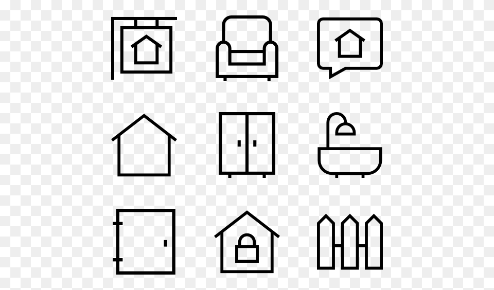 House Outline Icons, Gray Png Image