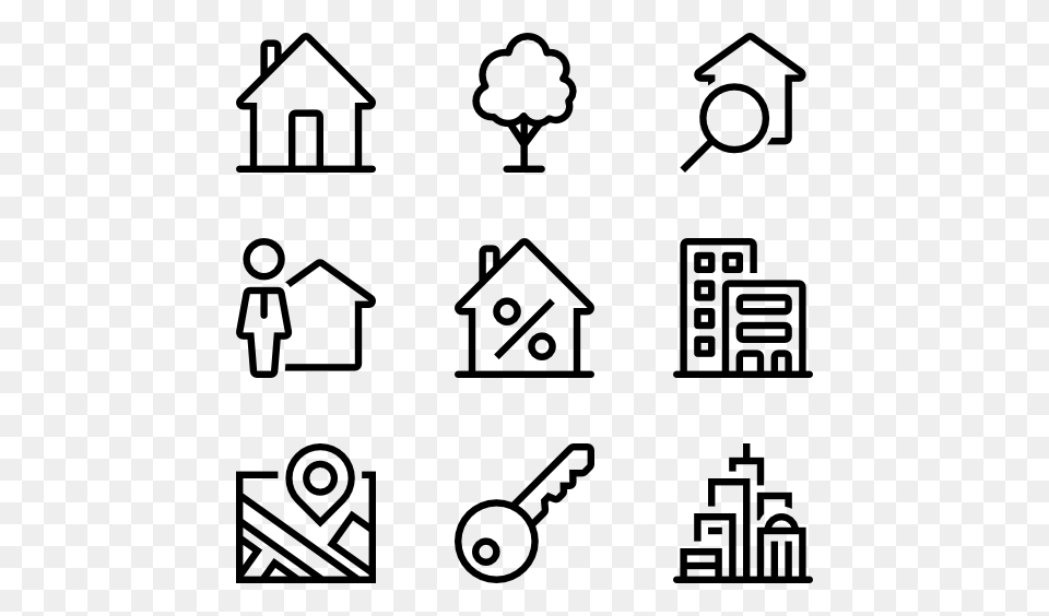 House Outline Icons, Gray Free Transparent Png