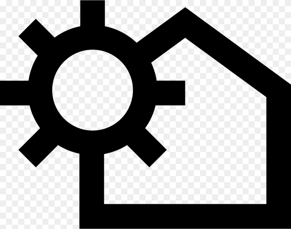 House Outline Variant With Sun Settings Symbol, Machine Free Png Download