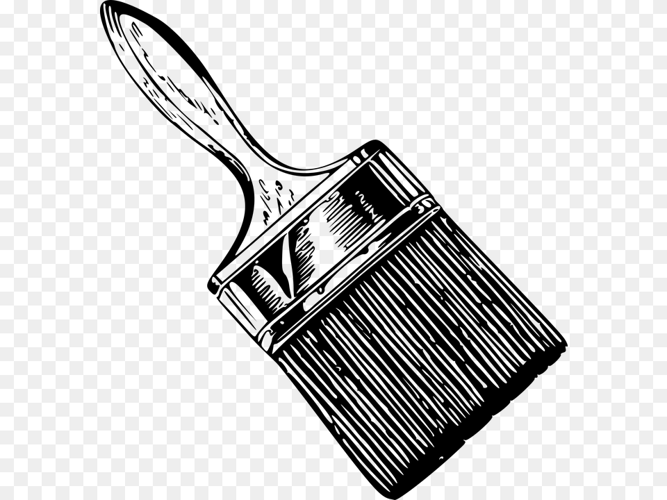 House Paint Brush Clip Art, Gray Free Png