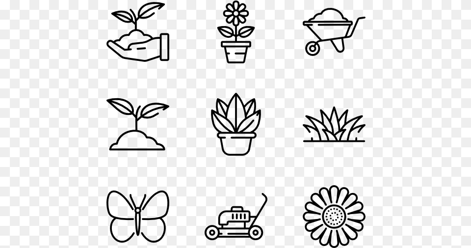 House Plants Garden Icon Line, Gray Free Png Download