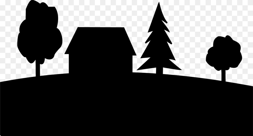 House Silhouette Skyline Building Art, Gray Png