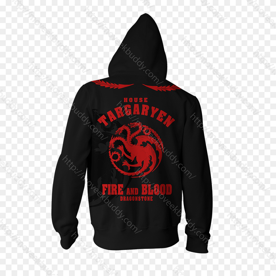 House Targaryen Game Of Thrones Zip Up Hoodie Above The Influence Hoodie, Clothing, Hood, Knitwear, Sweater Png