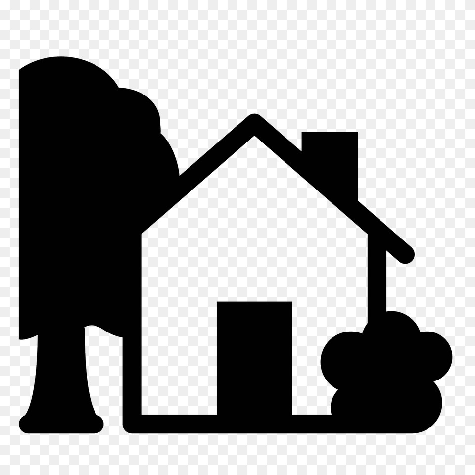 House With A Garden Filled Icon, Gray Png