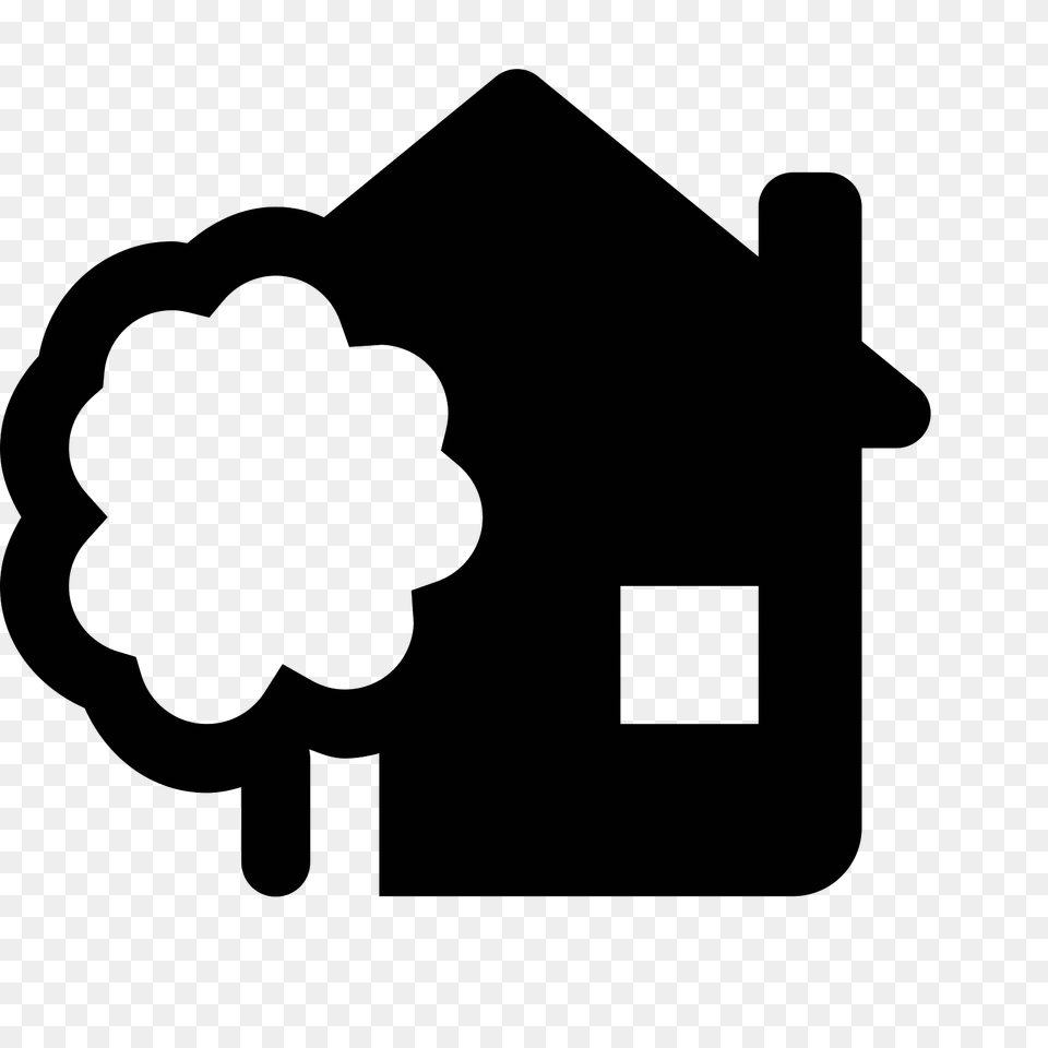 House With A Garden Icon, Gray Png Image