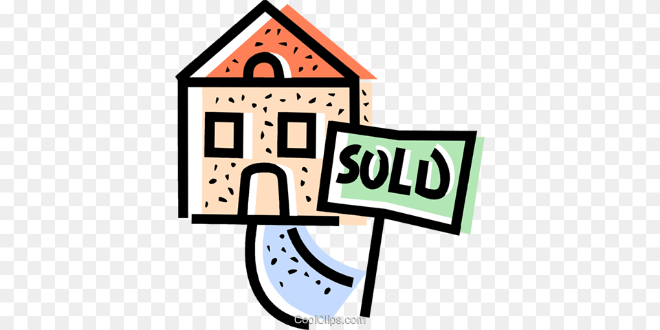 House With A Sold Sign In The Front Yard Royalty Vector Clip, Sticker Free Transparent Png