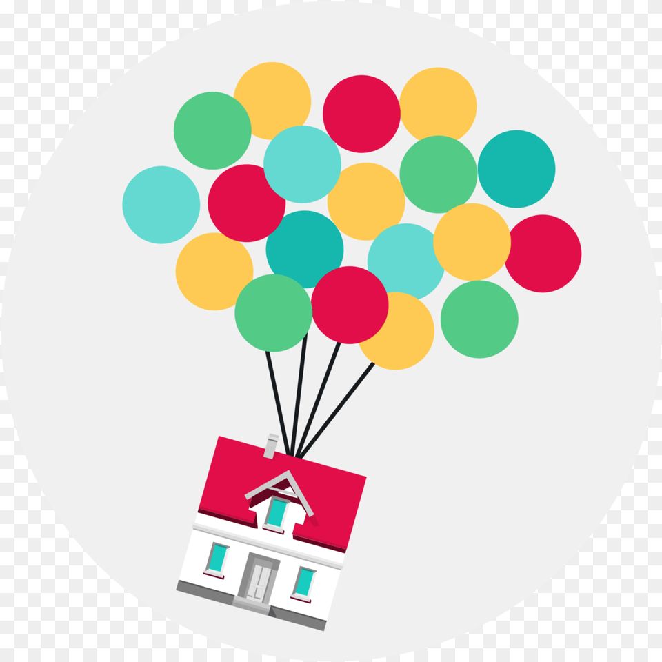 House With Balloons Clipart Graphic Graphic Design, Balloon, People, Person, Disk Free Png Download