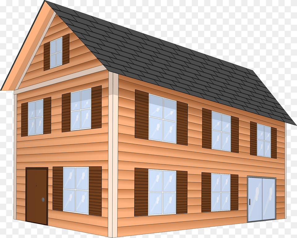 House With Brown Siding And Black Roof Clipart, Architecture, Building, Cabin, Housing Png