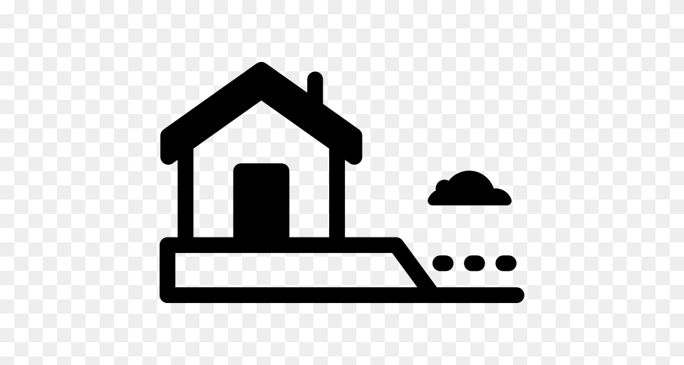 House With Cloud Icon, Gray Free Png