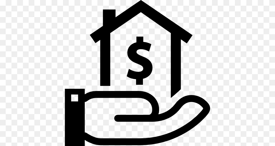 House With Dollar Sign On A Hand, Symbol, Stencil, Text, Number Free Transparent Png