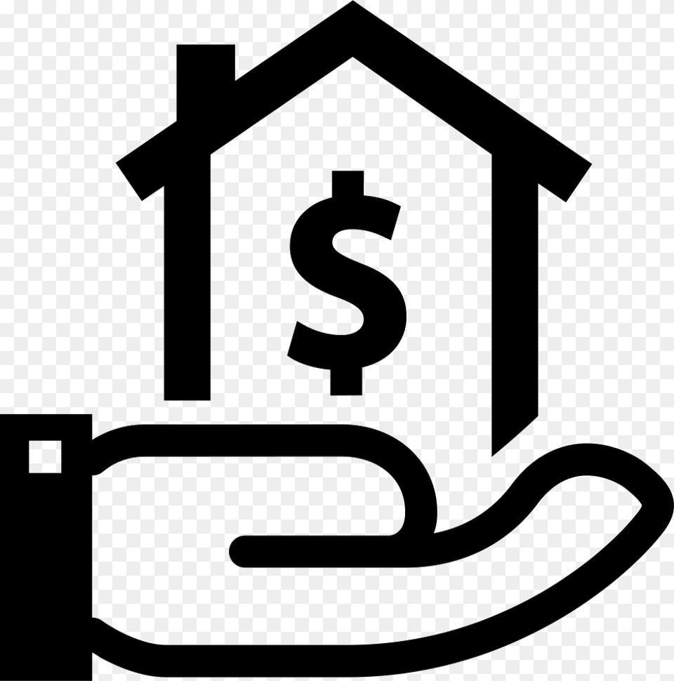 House With Dollar Sign On A Hand Home Equity, Stencil, Symbol, Text, Number Free Png Download
