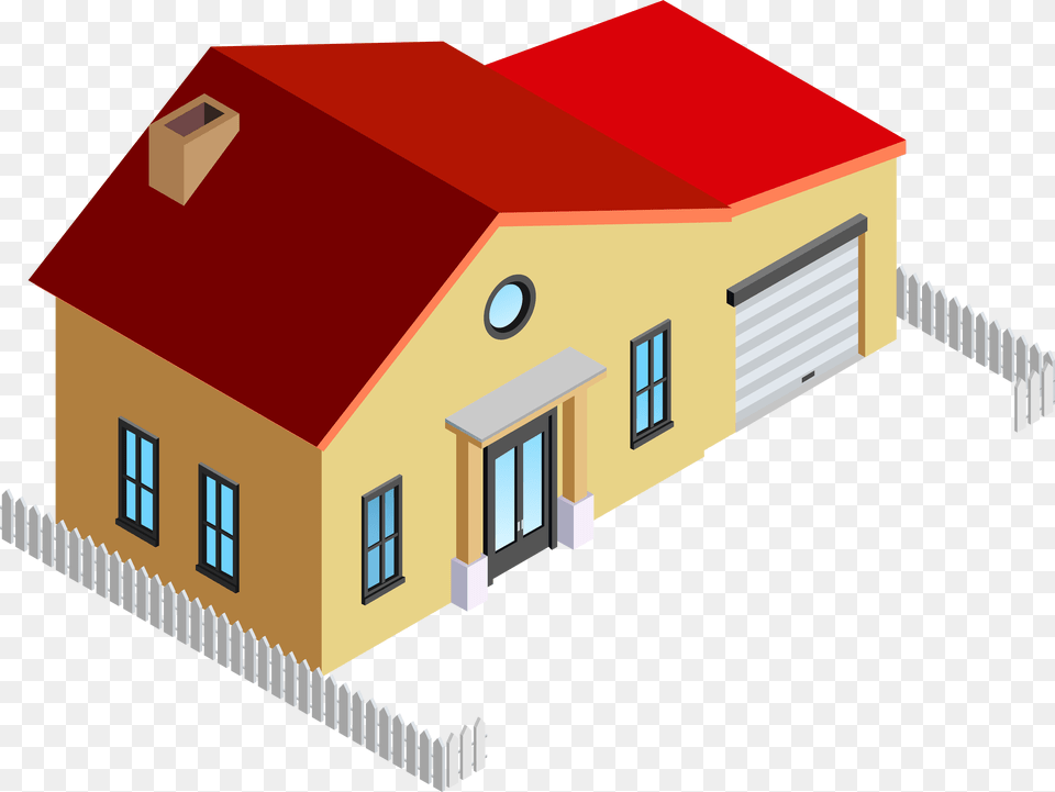 House With Fence Clip Art, Architecture, Building, Housing, Garage Free Png