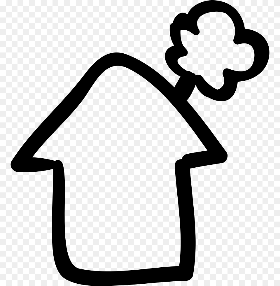 House With Smoking Chimney Hand Drawn Rural Mountain Home With Chimney Smoke Outline, Stencil, Bow, Weapon Png Image