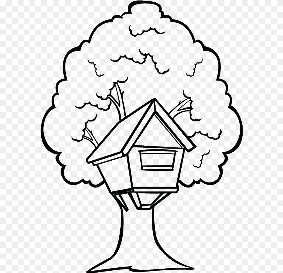 House With Tree Clip Download Black And White, Silhouette, Art, Blackboard, Drawing Png