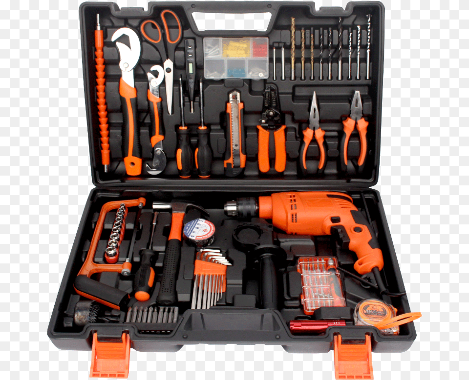 Household Tool Set With Drill Long Grams Repair Hardware Tool Kit Box, Device, Screwdriver, Power Drill Png