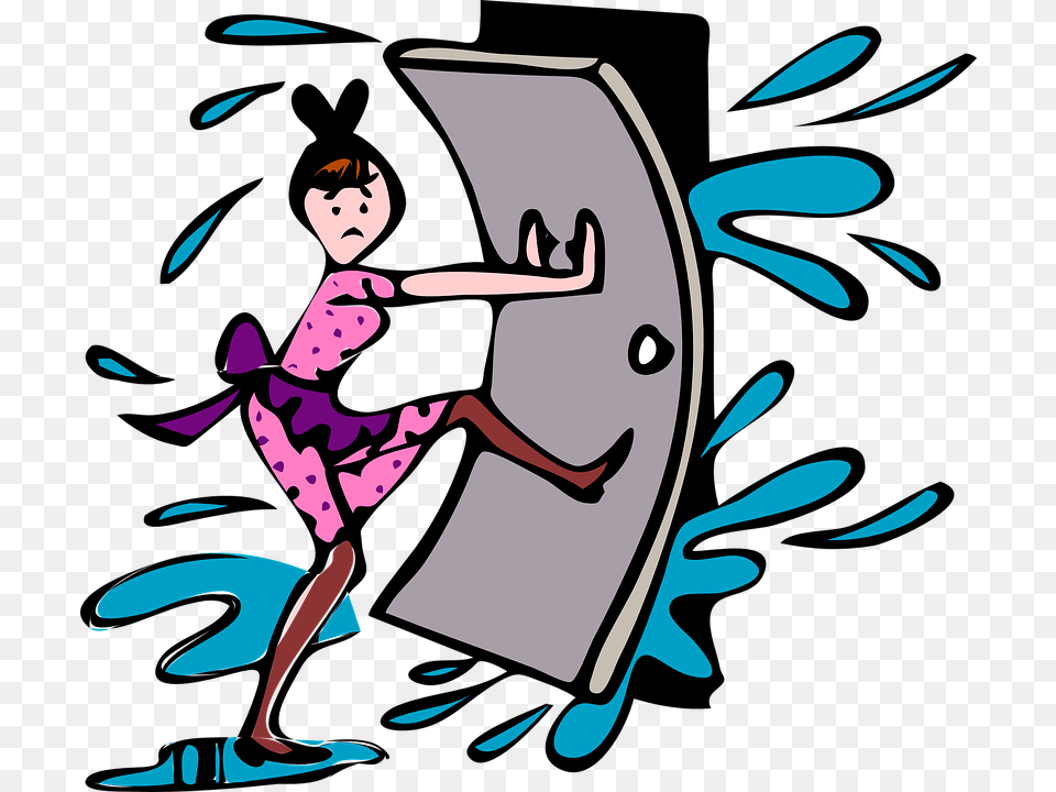 Housewife Smashing Door Vector Graphics Clipart To Close, Adult, Female, Person, Woman Png