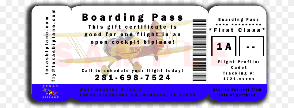 Houston Flights Texas Biplane Boarding Pass Illustration, Paper, Text, Person Free Png