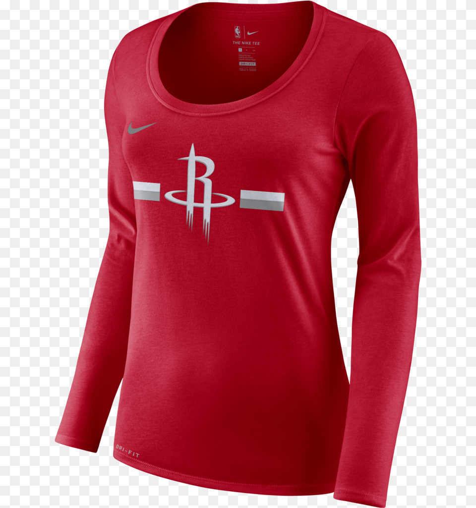 Houston Rockets Nike Ls Logo Stripe Tee Houston Rockets, Clothing, Long Sleeve, Sleeve, Shirt Free Transparent Png