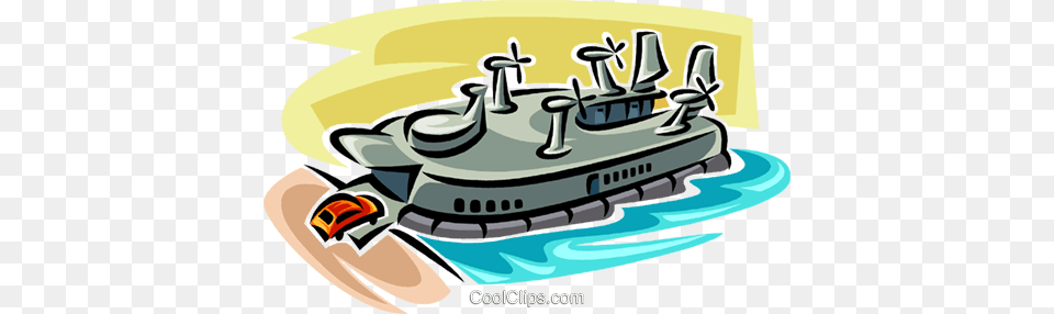 Hovercraft Ferry Royalty Vector Clip Art Illustration, Transportation, Vehicle, Watercraft, Yacht Png Image