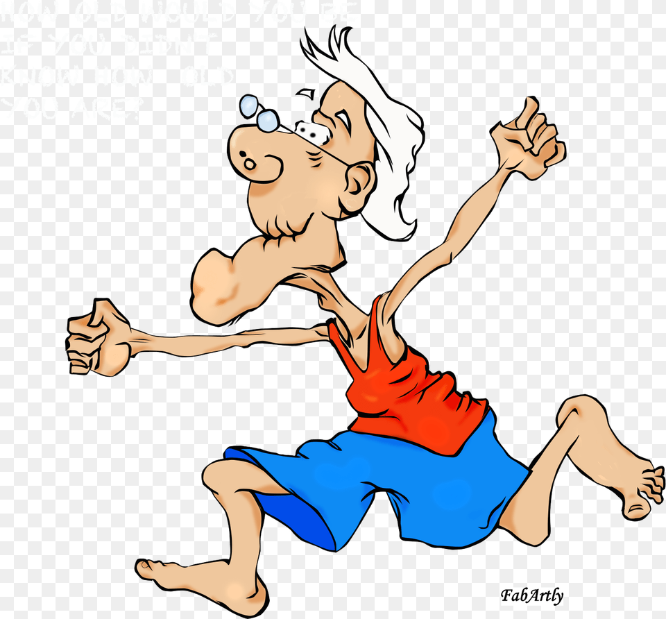 How Old U2013 Cartoon Characters Old Man Running Silhouette, Person, Book, Comics, Publication Png Image