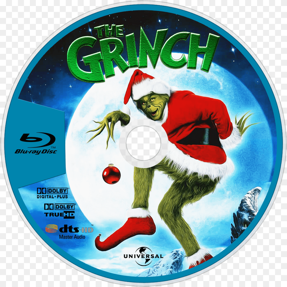 How The Grinch Stole Christmas Bluray Disc Image, Disk, Dvd, Adult, Male Free Png