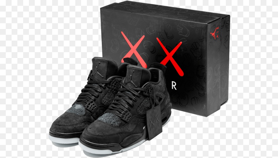 How To Buy The Black Kaws Air Jordan 4 Cyber Monday Air Jordan Kaws Black, Clothing, Footwear, Shoe, Sneaker Png Image