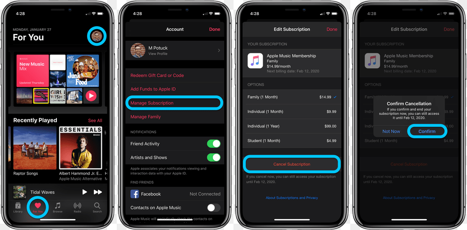 How To Cancel Apple Music Subscription Walkthrough Controls For Airpod Pros, Electronics, Mobile Phone, Phone, Person Png
