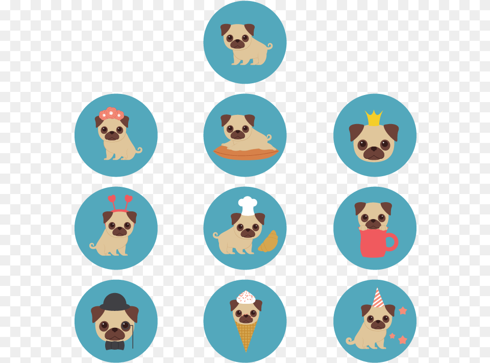 How To Create 10 Mini Pug Illustrations In Adobe Illustrator Pug Illustration, Dessert, Ice Cream, Food, Cream Free Transparent Png
