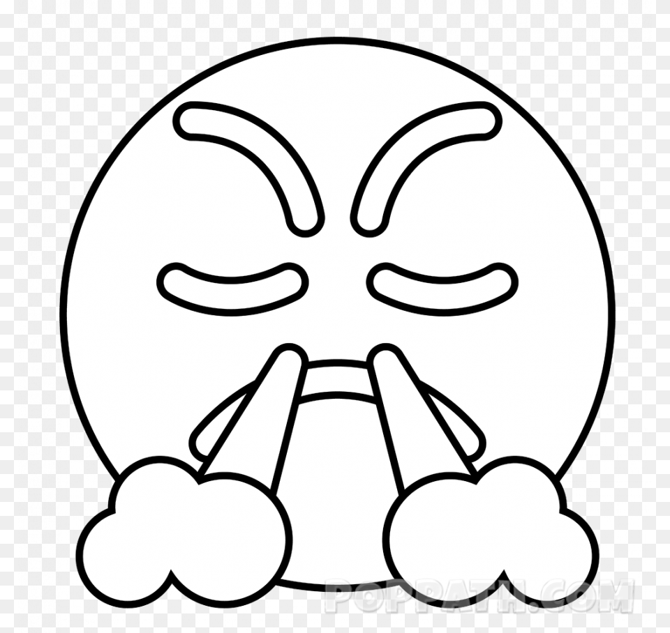How To Draw A Angry Face An Anime Emoji Emoticon Drawing Emoji Drawing, Stencil, Head, Person Free Png Download