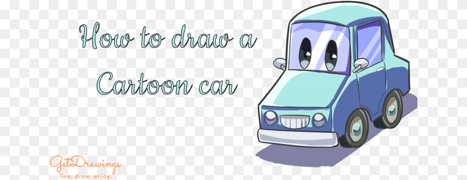 How To Draw A Cartoon Car City Car, Transportation, Vehicle, Van, Text Free Png
