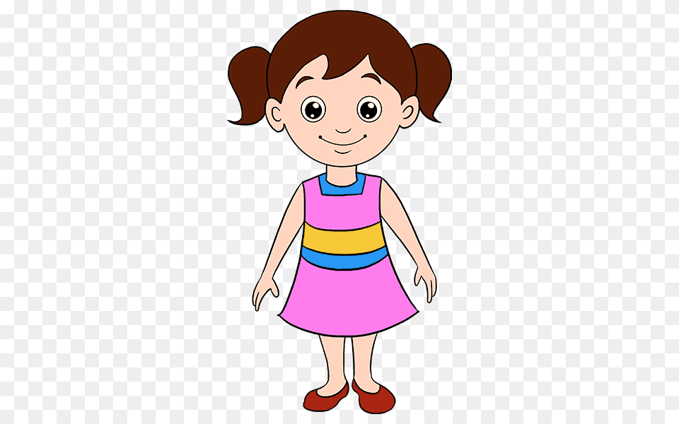 How To Draw A Cartoon Girl In A Few Easy Steps Easy Drawing Guides, Baby, Person, Face, Head Free Png