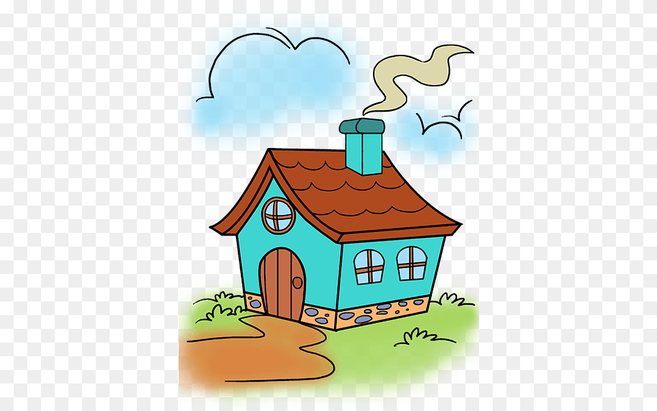 How To Draw A Cartoon House In A Few Easy Steps How To Draw Man, Outdoors, Neighborhood, Art, Baby Png Image