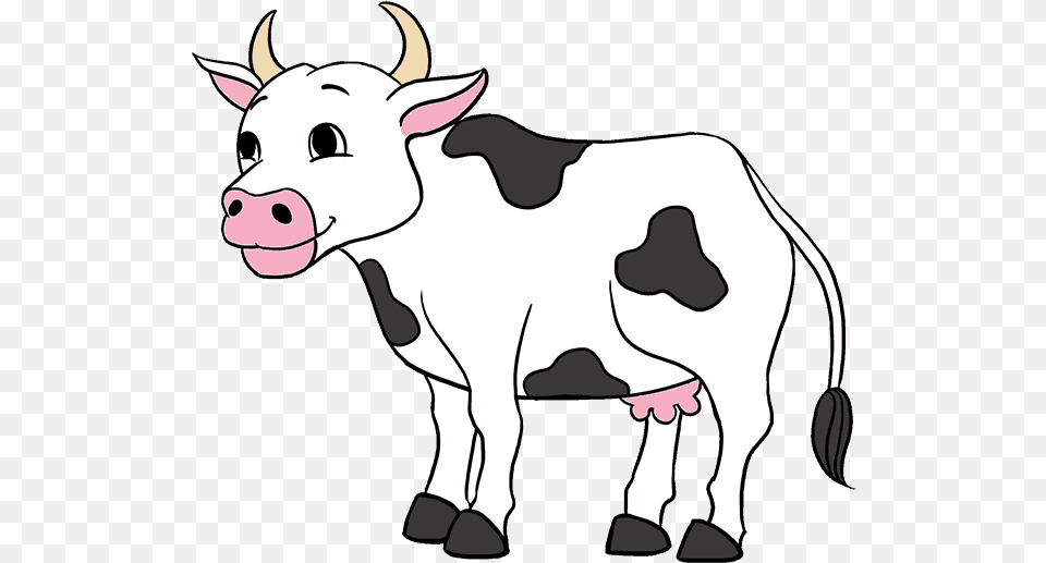How To Draw A Cartoon In Few Easy Drawings Of A Cow, Animal, Cattle, Livestock, Mammal Free Png Download