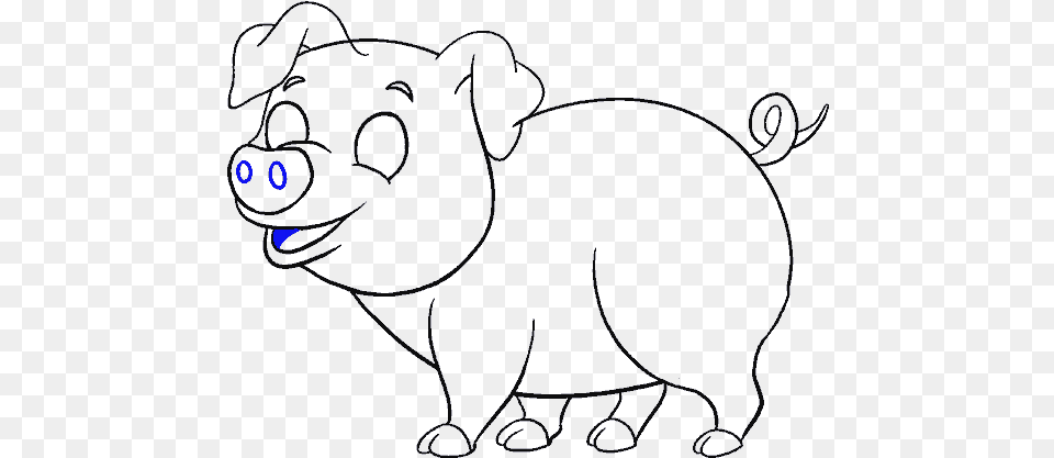How To Draw A Cartoon Pig In A Few Easy Steps Easy Pig Drawing, Animal, Cat, Mammal, Pet Free Png Download