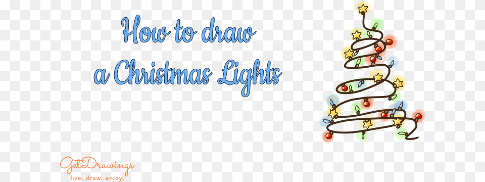 How To Draw A Christmas Lights Christmas Tree, Text Free Png