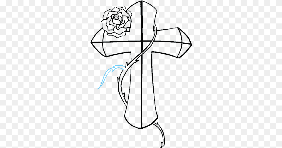 How To Draw A Cross With Roses Drawings, Symbol Png