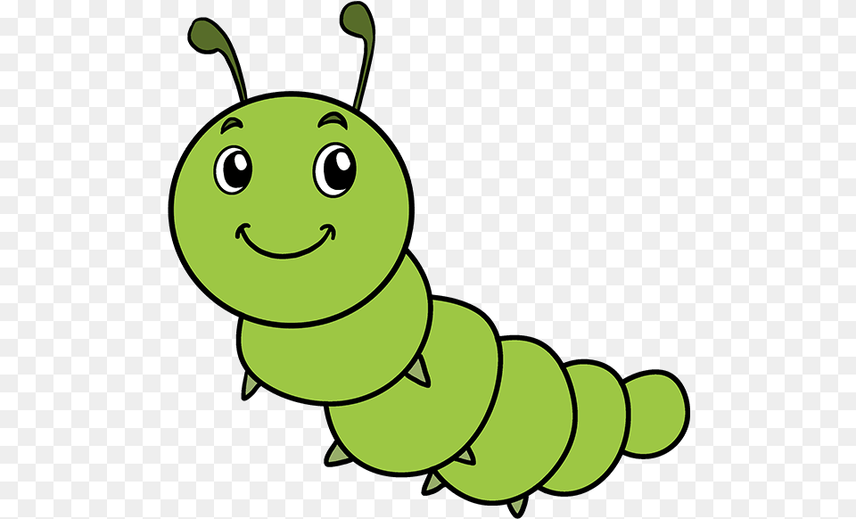 How To Draw A Cute Caterpillar Cute Caterpillar Drawing, Green, Animal, Face, Head Png Image