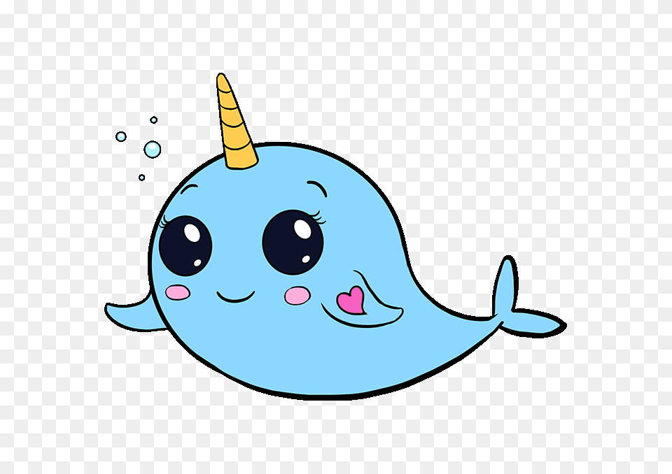 How To Draw A Cute Narwhal, Animal, Mammal, Sea Life, Whale Free Transparent Png