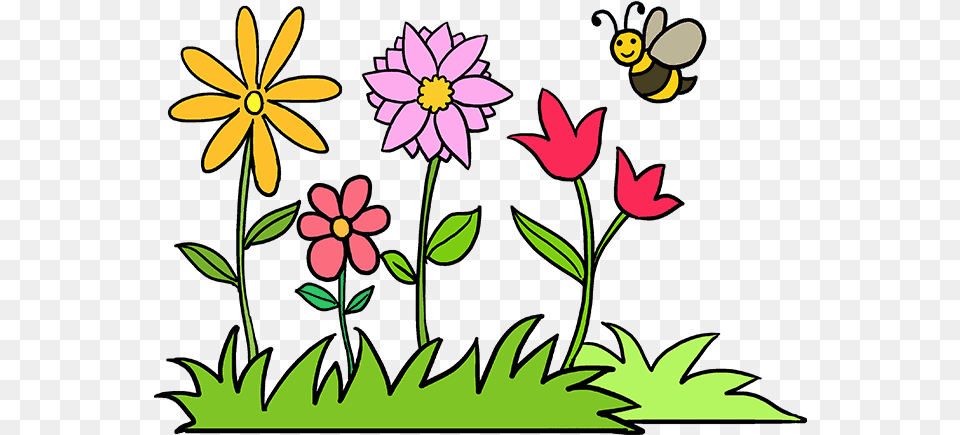 How To Draw A Flower Garden Really Easy Drawing Tutorial Garden Flowers Drawing, Art, Daisy, Floral Design, Graphics Free Png