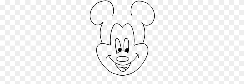 How To Draw A Mickey Mouse Face Drawing, Gray Png