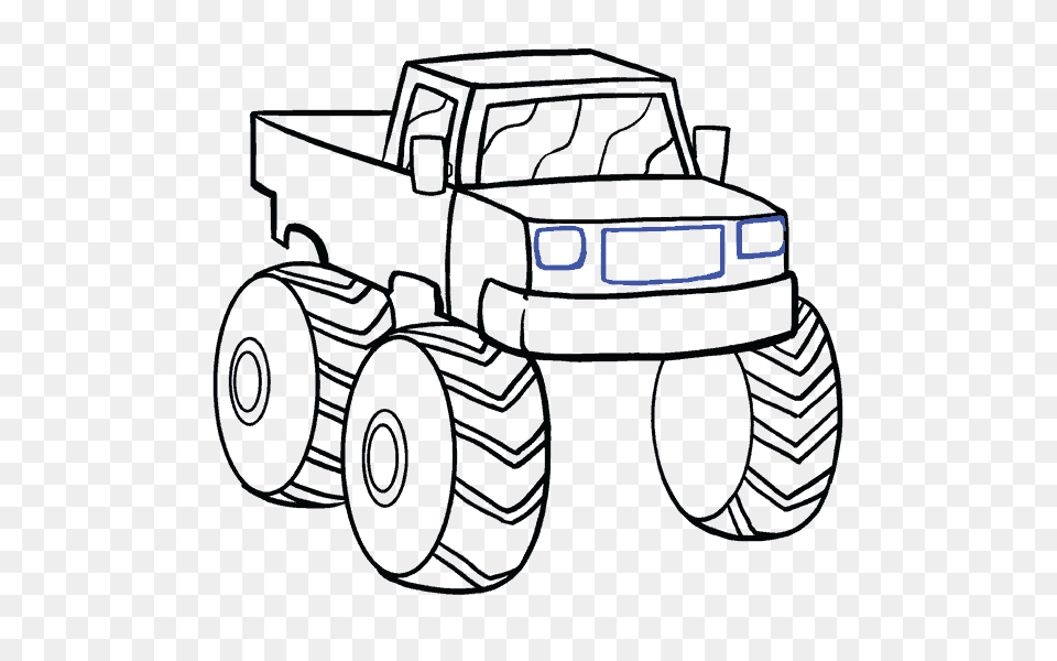 How To Draw A Monster Truck In A Few Easy Steps Easy Drawing Guides, Pickup Truck, Transportation, Vehicle, Bulldozer Free Png