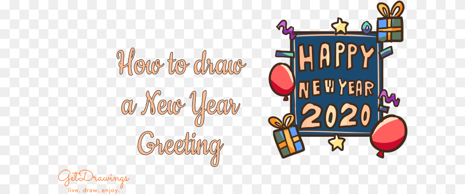 How To Draw A New Year Greetings, Text Png