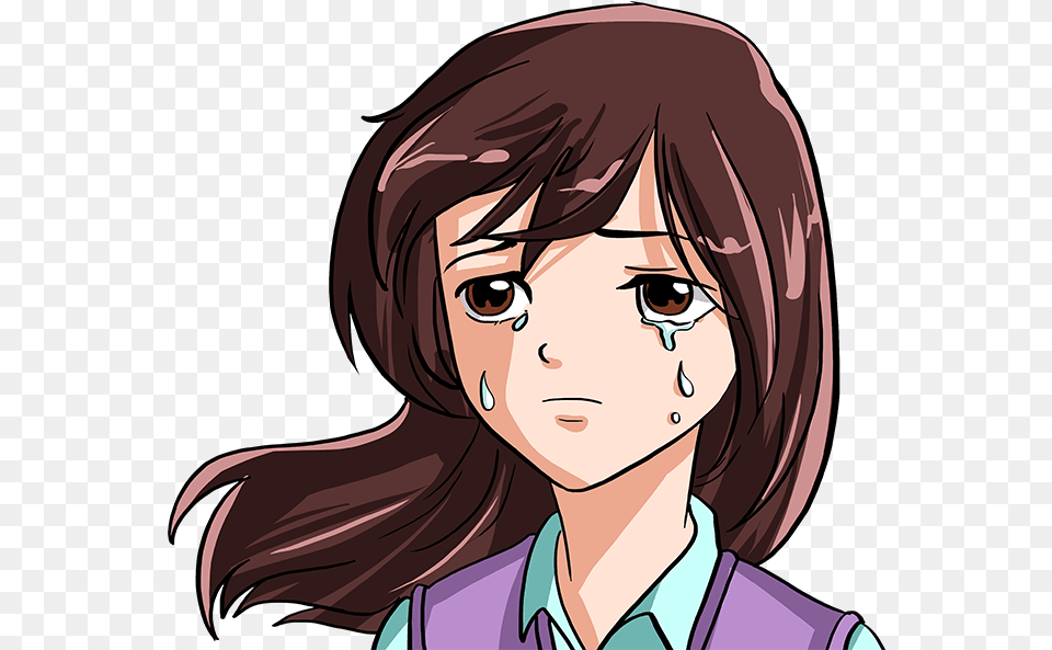 How To Draw A Sad Anime Face Anime Girl Face Sad, Adult, Book, Comics, Female Free Png Download