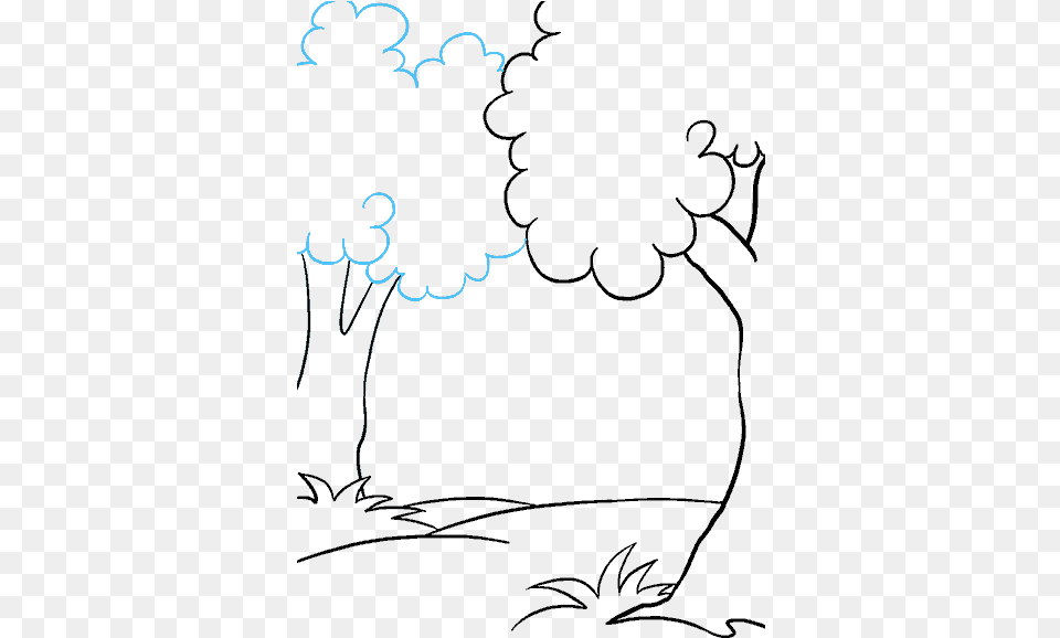 How To Draw A Small Easy Forest Drawing, Silhouette, Art, Graphics, Pattern Png