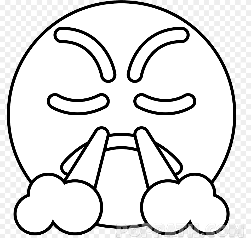 How To Draw A Steam Face Emoji Drawing, Stencil Free Transparent Png