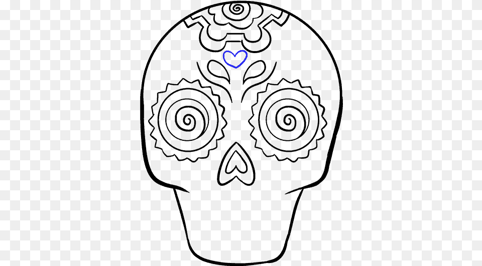 How To Draw A Sugar Skull Step By Step Tutorial Easy Day Of The Dead Skull Drawing Easy Png